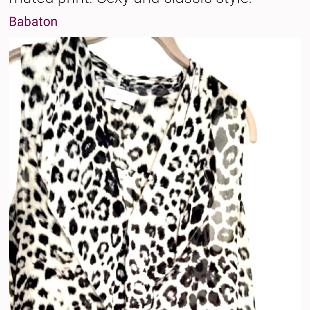 Who What Wear Black and White Patterned ruffle button front top/Blouse